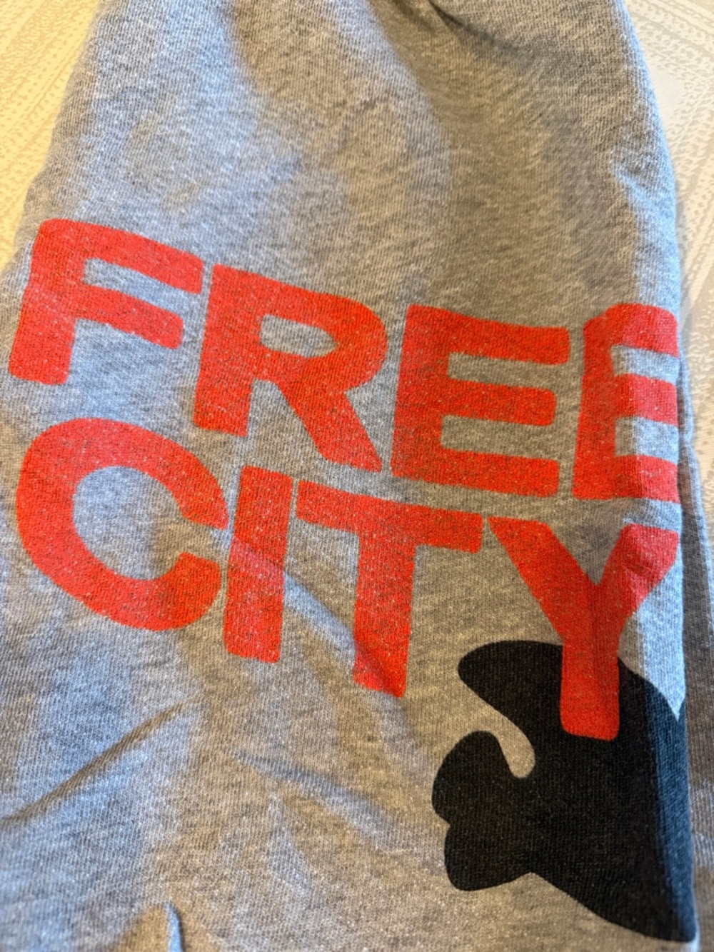 Freecity Women’s Heather Grey 3/4 Sweatpants – Red & Black Logo (XS) - Picture 2 of 8
